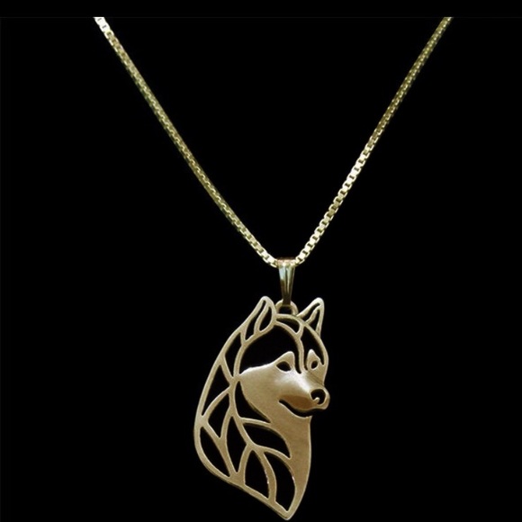 Jewelry - New in bag! Husky/ Shiba Inu Face Necklace- Bronze